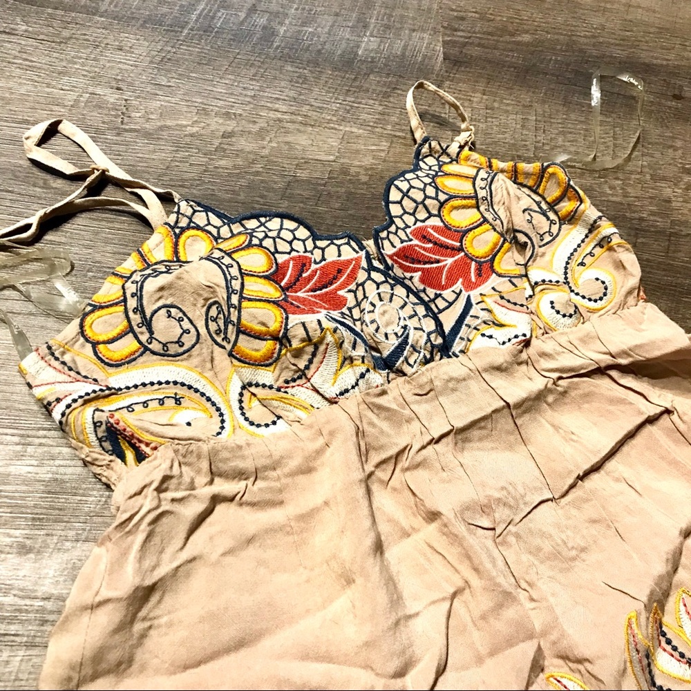 NWT Embroidered Spaghetti Strap Empire Waist Dress